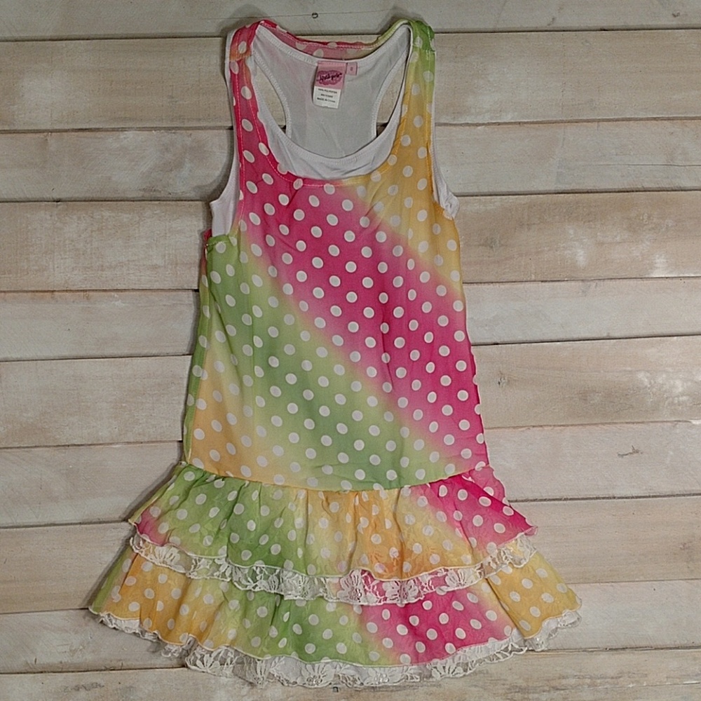 LIPSTICK Girls Multi Pastel Polka Dot Dress Size8